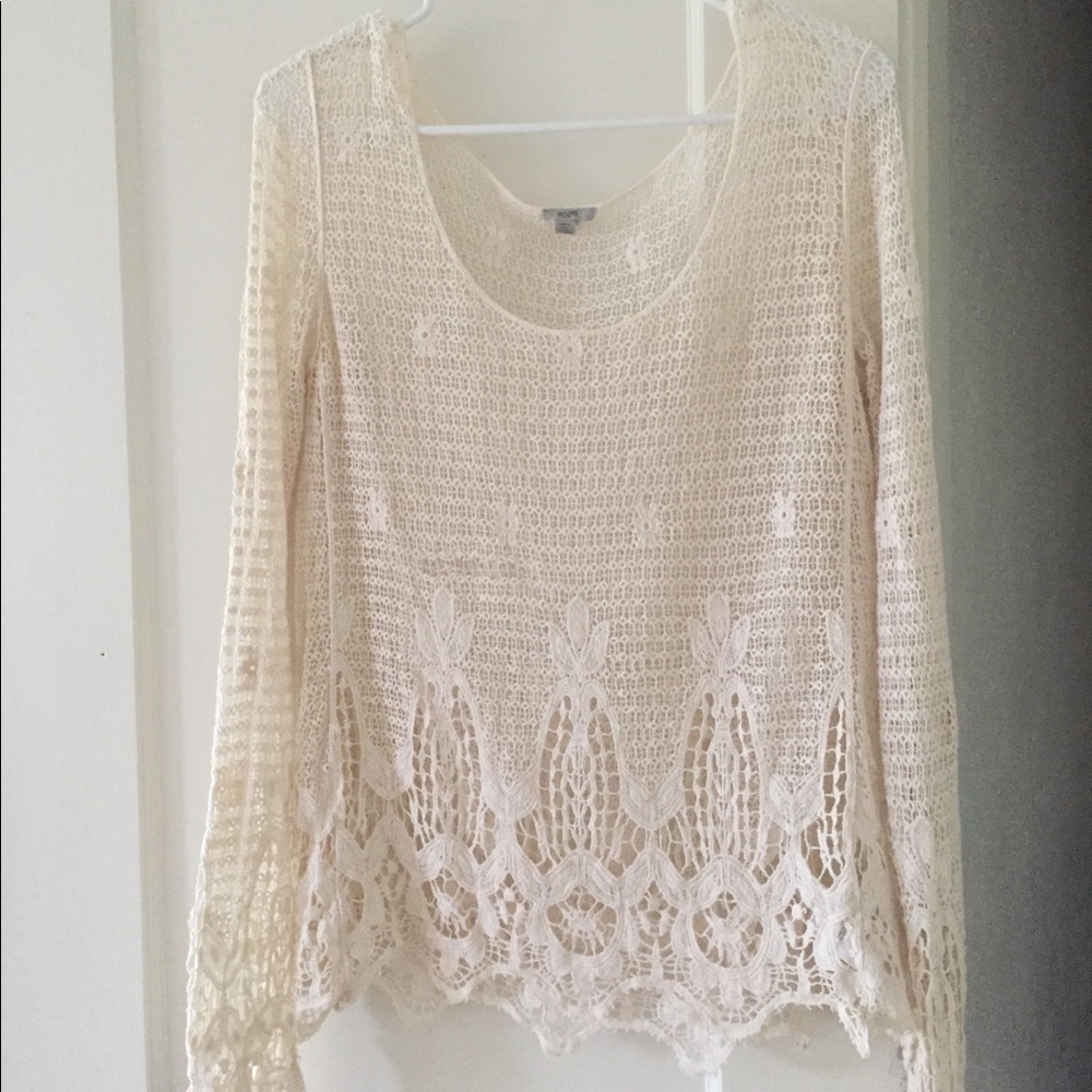 Ivory Crochet Long Sleeve Top